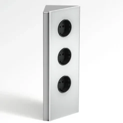 Stål stikkontaktlist Power, 3-delers, trekantet