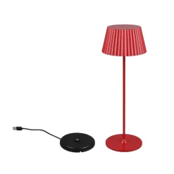 Suarez LED oppladbar bordlampe, rød, høyde 39 cm, metall, dimbar