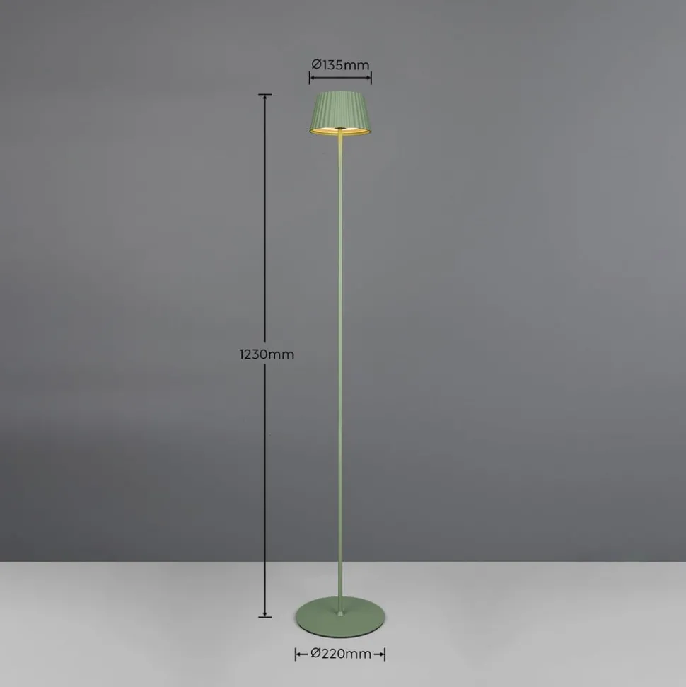 Suarez LED oppladbar gulvlampe, grønn, høyde 123 cm, metall