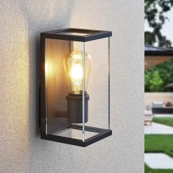 Susanne utendørs vegglampe, kantet, glassert, sett med 2 stk