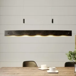 Svart LED-hengelampe Lio med gulldekor