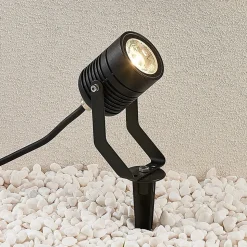 Svart, utendørs LED-spot Maris med jordspyd