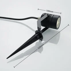 Svart, utendørs LED-spot Maris med jordspyd