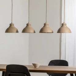 Sven hengelampe, 4 lyskilder, beige, stål