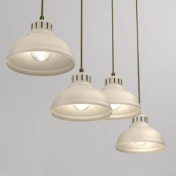 Sven hengelampe, 4 lyskilder, beige, stål