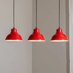 Sven hengelampe, 3 lyskilder, rød, stål, E27