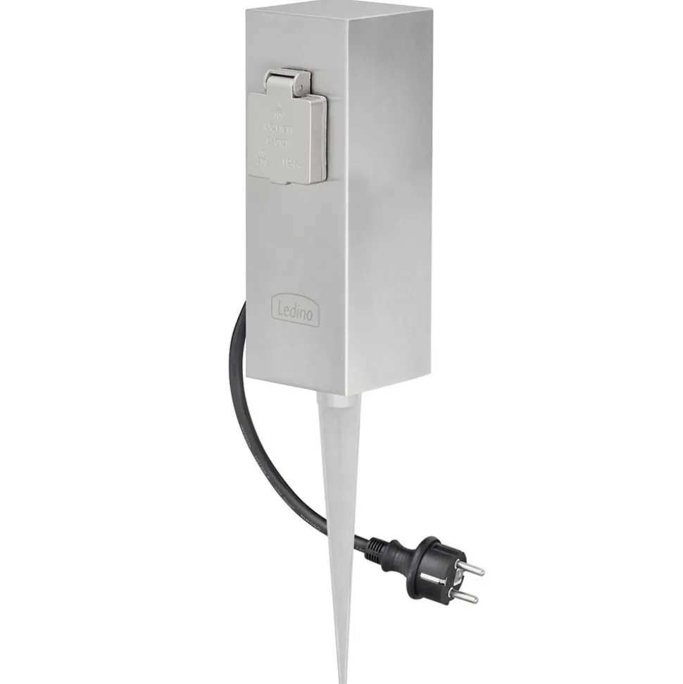 Søyle med dobbel stikkontakt Connect S2 m. jordspyd Jordspyd