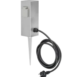 Søyle med dobbel stikkontakt Connect S2 m. jordspyd Jordspyd