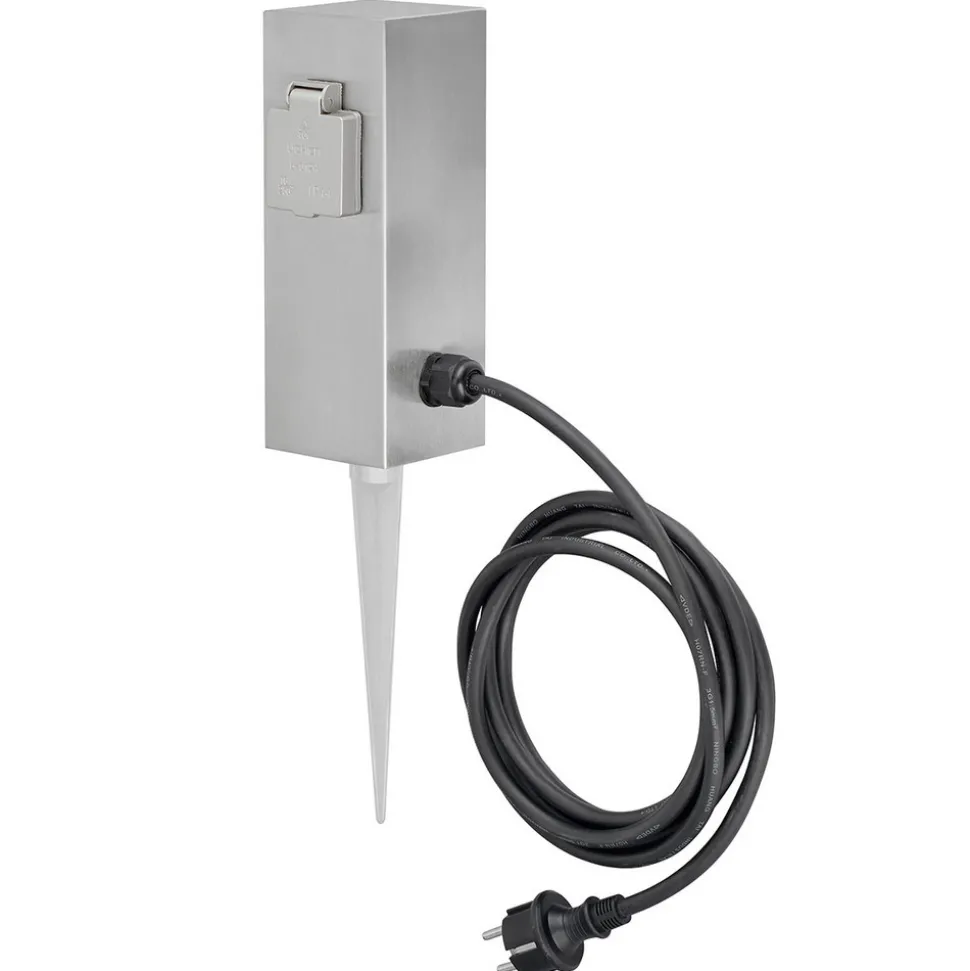 Søyle med dobbel stikkontakt Connect S2 m. jordspyd Jordspyd