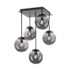 Taklampe Big Widow, glassglober, femflammig