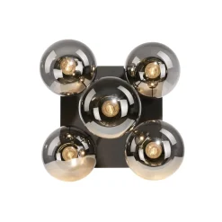 Taklampe Big Widow, glassglober, femflammig