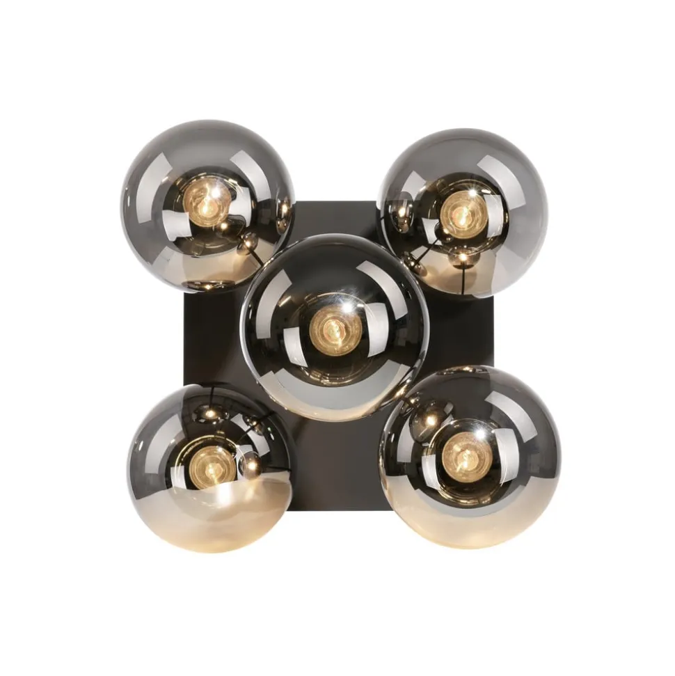 Taklampe Big Widow, glassglober, femflammig