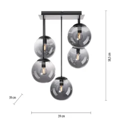 Taklampe Big Widow, glassglober, femflammig
