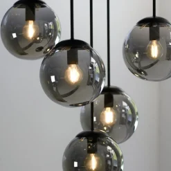 Taklampe Big Widow, glassglober, femflammig