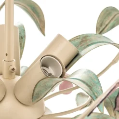 Taklampe BUTTERFLY, krem/grønn/rosa, stål, 5 lyskilder