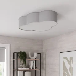 Taklampe Cloud i tekstil, lengde 62 cm, grå