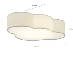 Taklampe Cloud i tekstil, lengde 62 cm, grå