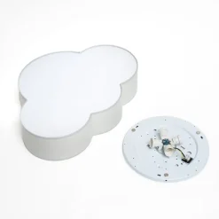Taklampe Cloud i tekstil, lengde 62 cm, grå