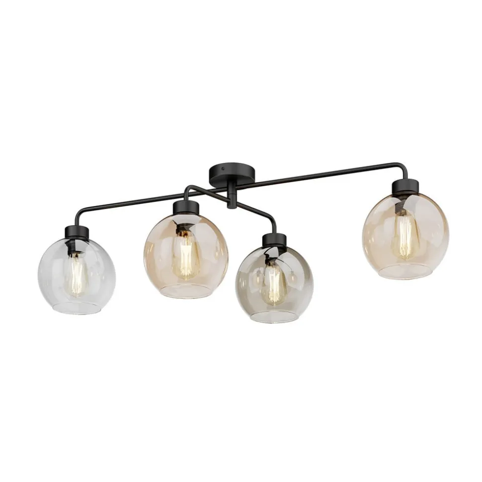 Taklampe Cubus med 4 lyskilder klar/rav/grå