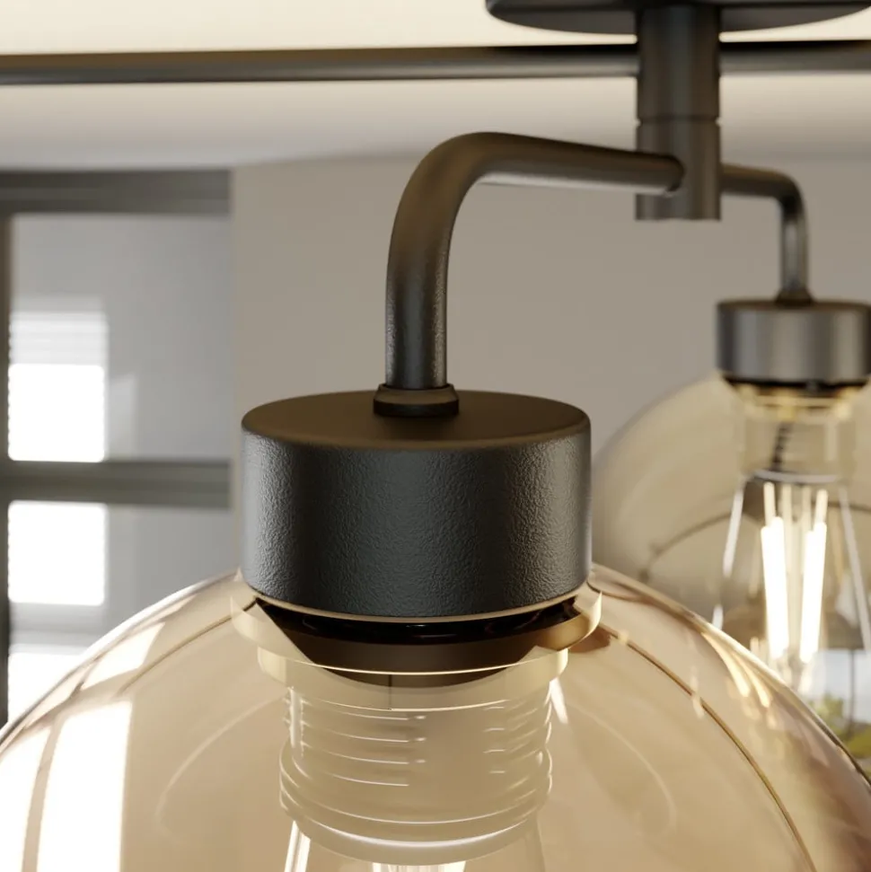 Taklampe Cubus med 4 lyskilder klar/rav/grå