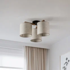 Taklampe Deva, tekstil, 3 lyskilder