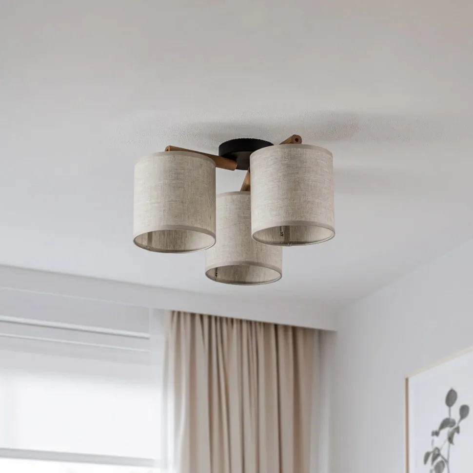 Taklampe Deva, tekstil, 3 lyskilder