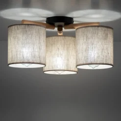 Taklampe Deva, tekstil, 3 lyskilder