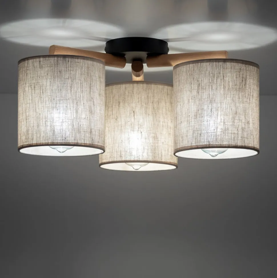 Taklampe Deva, tekstil, 3 lyskilder