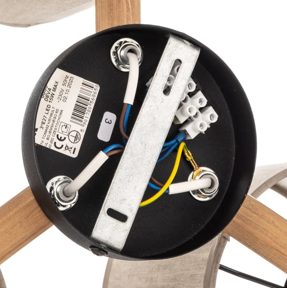 Taklampe Deva, tekstil, 3 lyskilder