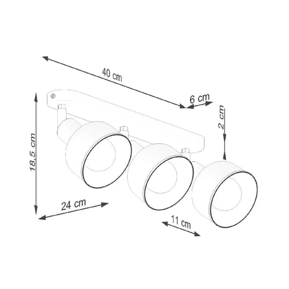 Taklampe Elba, 40 cm, 3 lyskilder, hvit, metall, E27