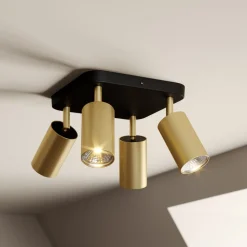 Taklampe Eye Spot med 4 lyskilder, svart/messing