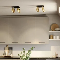 Taklampe Eye Spot med 4 lyskilder, svart/messing