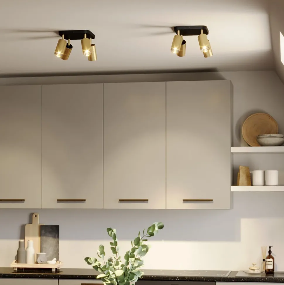 Taklampe Eye Spot med 4 lyskilder, svart/messing