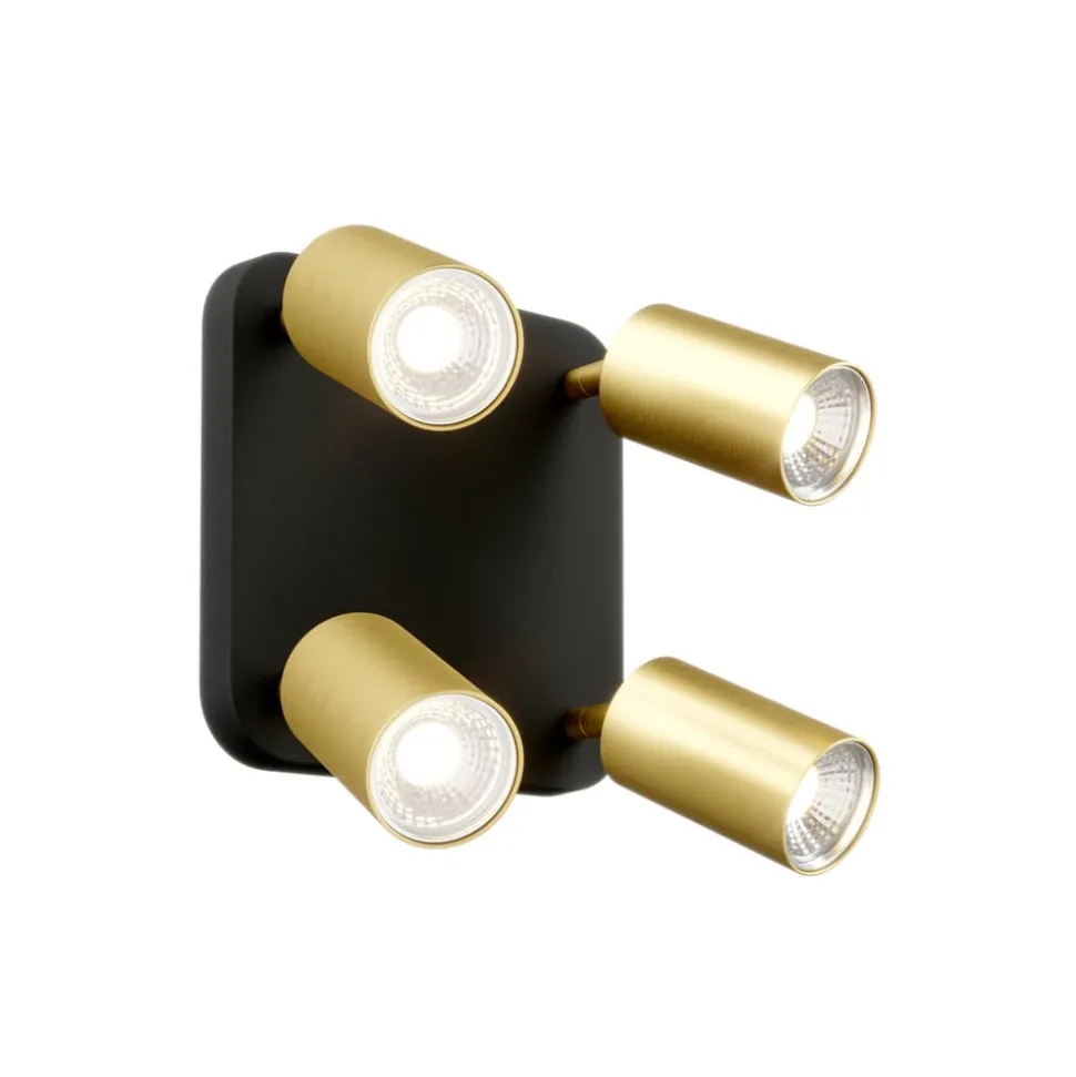 Taklampe Eye Spot med 4 lyskilder, svart/messing