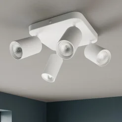 Taklampe Eye Spot med 4 lyskilder, firkantet, hvit