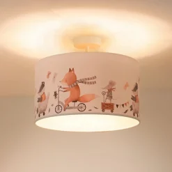Taklampe Ferdi Kids, tekstil, hvit, fargerik