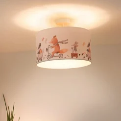 Taklampe Ferdi Kids, tekstil, hvit, fargerik