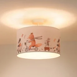 Taklampe Ferdi Kids, tekstil, hvit, fargerik