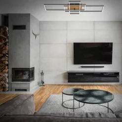 Taklampe Frame CCT, fjernkontroll, svart/tre, svart/tre