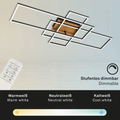 Taklampe Frame CCT, fjernkontroll, svart/tre, svart/tre