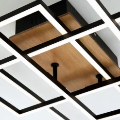 Taklampe Frame CCT, fjernkontroll, svart/tre, svart/tre