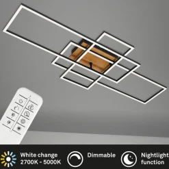 Taklampe Frame CCT, fjernkontroll, svart/tre, svart/tre