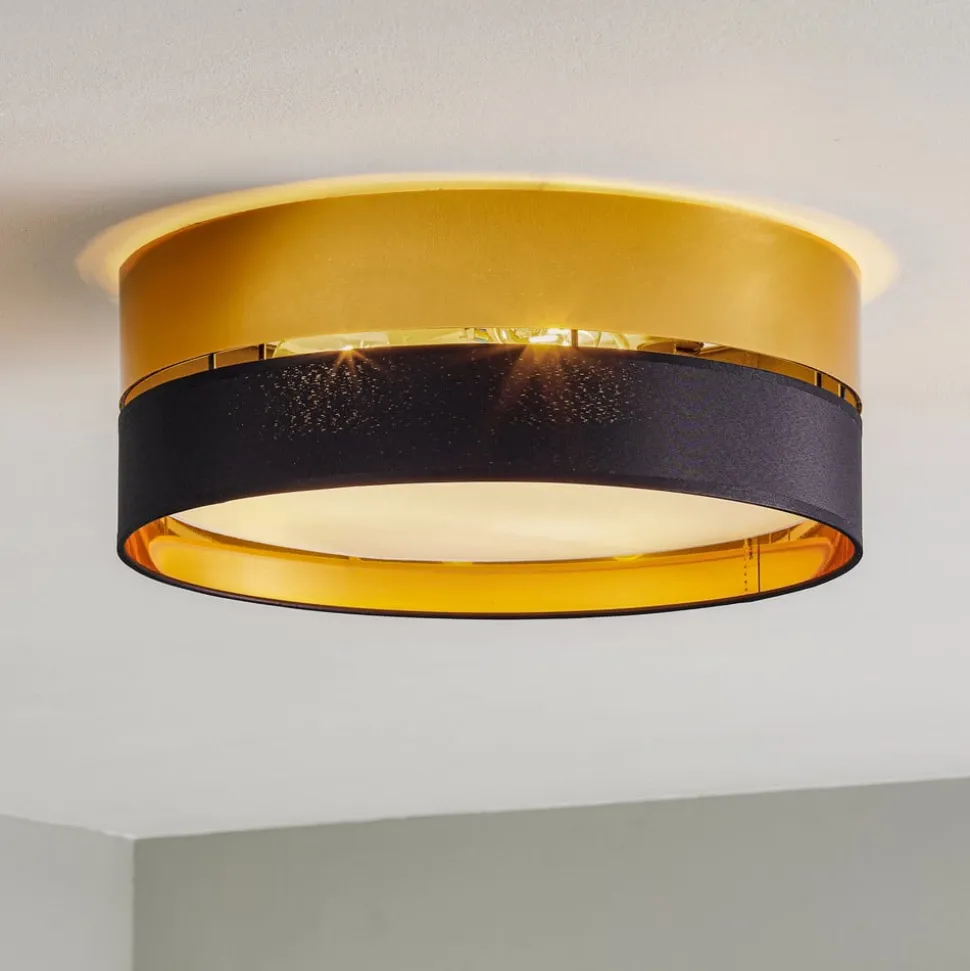 Taklampe Hilton, svart/gull, Ø 45 cm