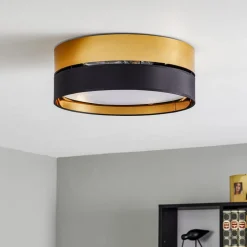 Taklampe Hilton, svart/gull, Ø 45 cm