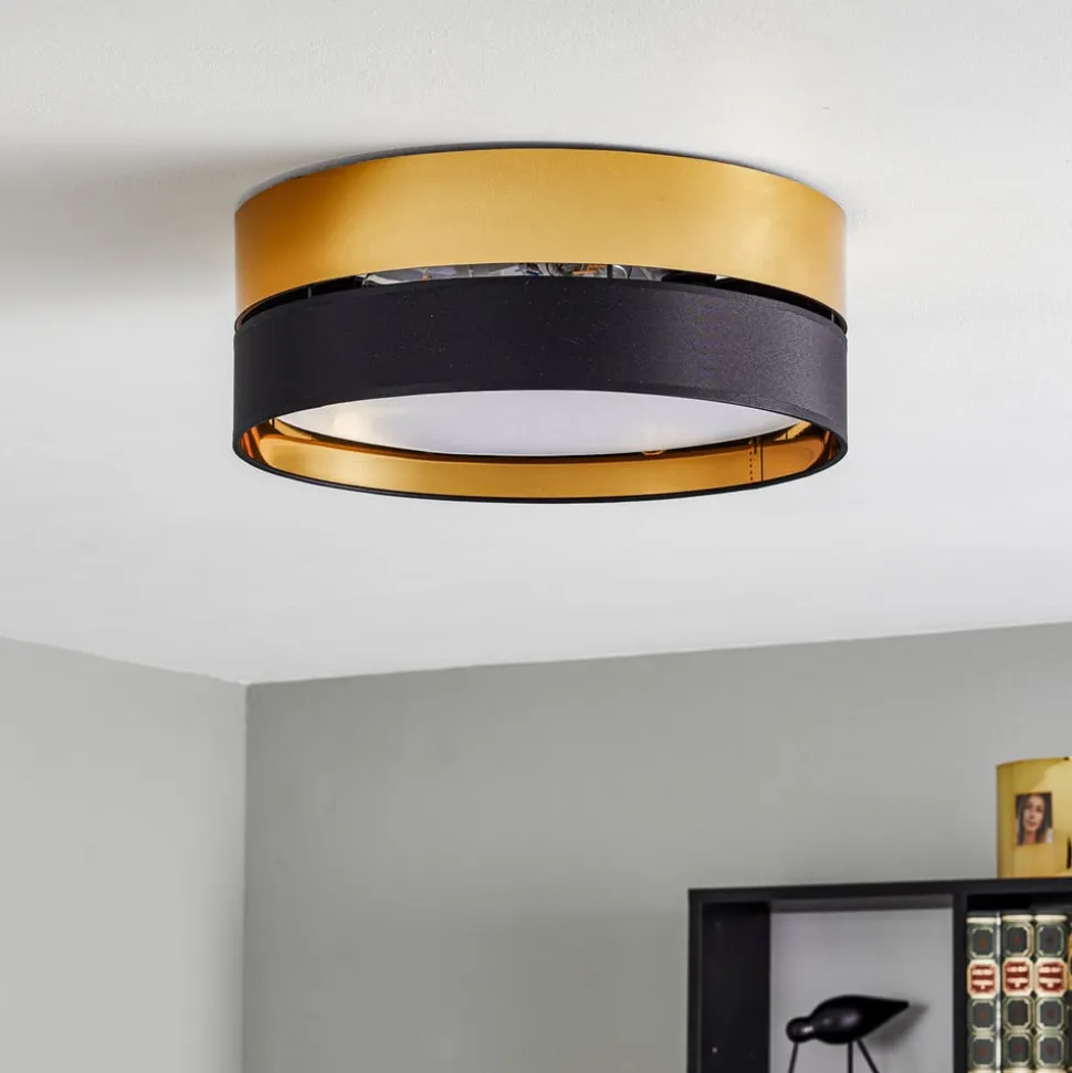 Taklampe Hilton, svart/gull, Ø 45 cm