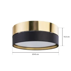Taklampe Hilton, svart/gull, Ø 45 cm