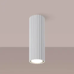 Taklampe i karbon, hvit, høyde 20 cm, aluminium