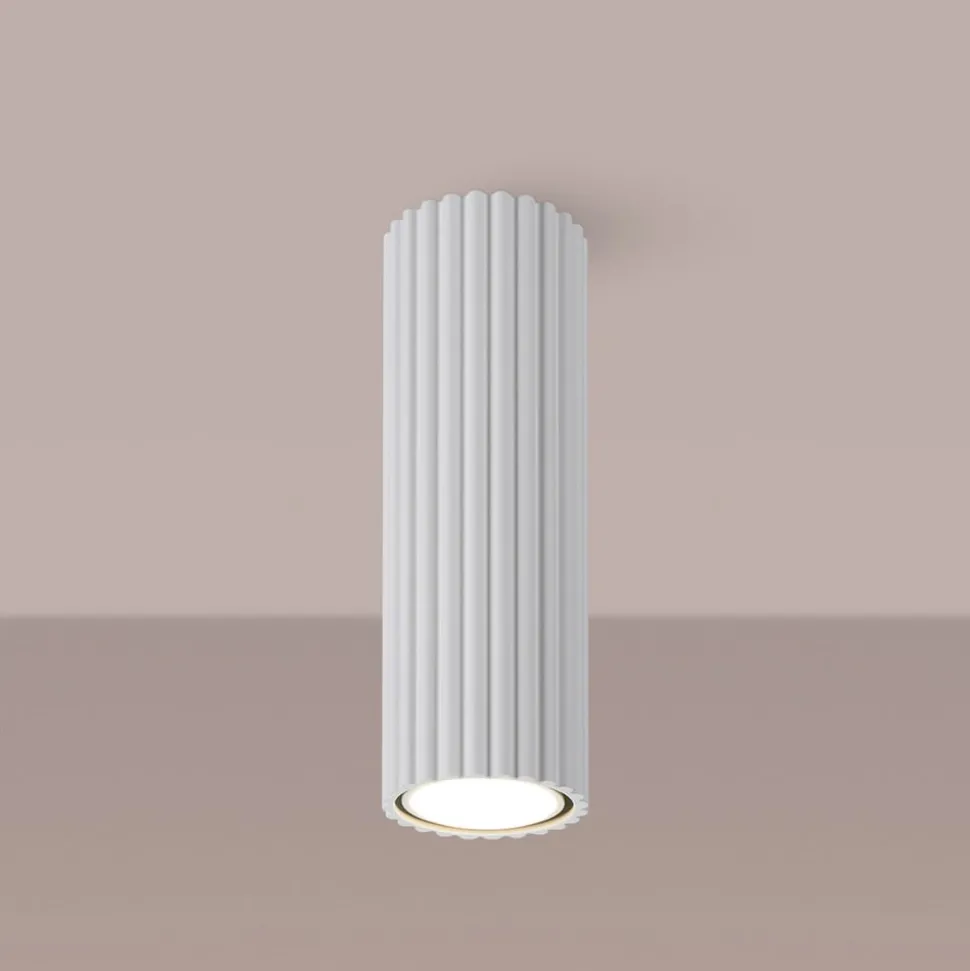 Taklampe i karbon, hvit, høyde 20 cm, aluminium