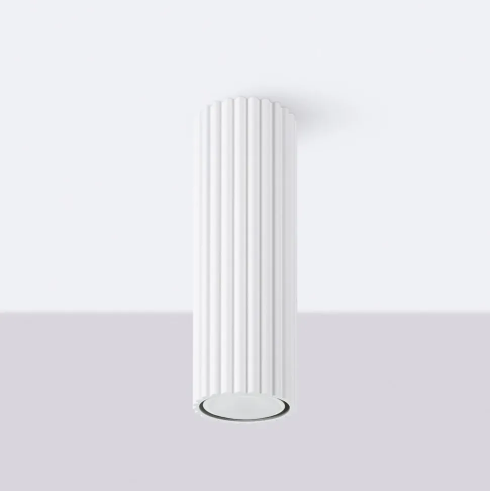 Taklampe i karbon, hvit, høyde 20 cm, aluminium