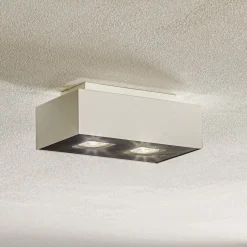 Taklampe Kasi i stål i hvit, 2 lyskilder